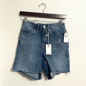 NWT Good American Womens Shorts Denim Jean Distressed Frayed Hem Size 2